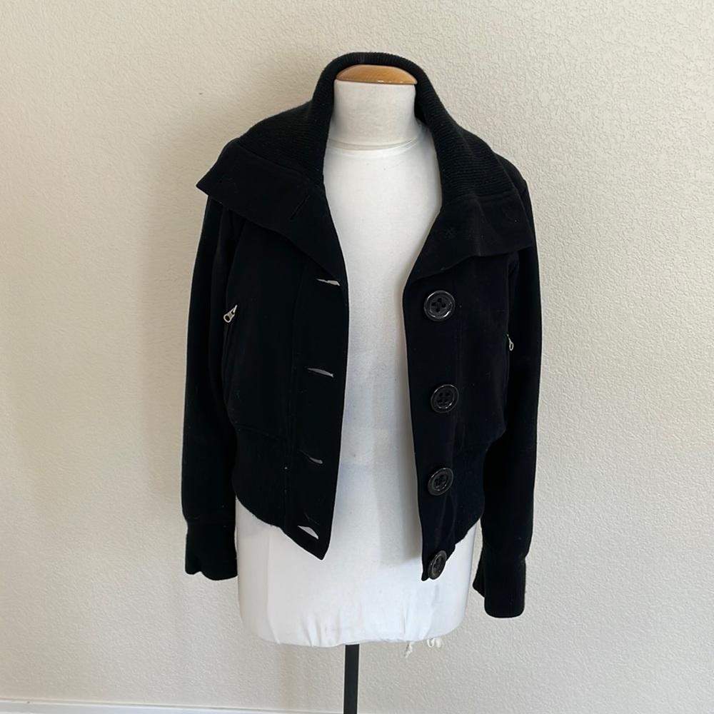 Wool Blend Cropped Peacoat Size L